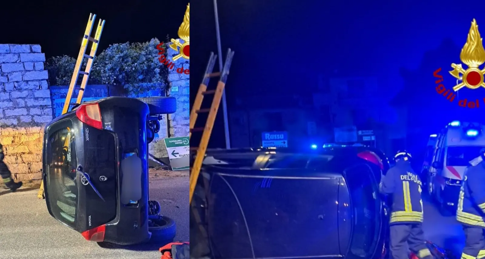 Incidente nella notte a Calangianus: auto si ribalta, cinque feriti tra cui una bambina