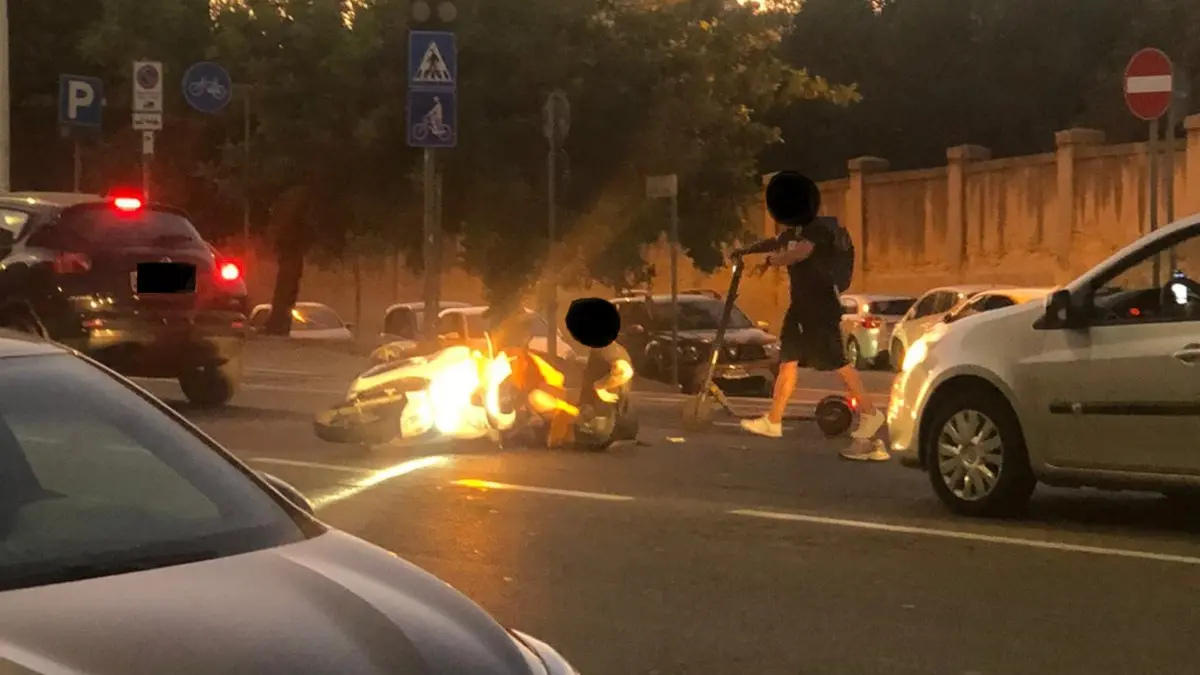 Incidente a Cagliari: scontro scooter-auto davanti a Monte Claro