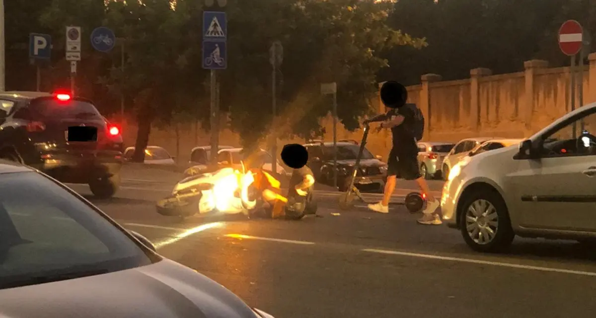 Incidente a Cagliari: scontro scooter-auto davanti a Monte Claro
