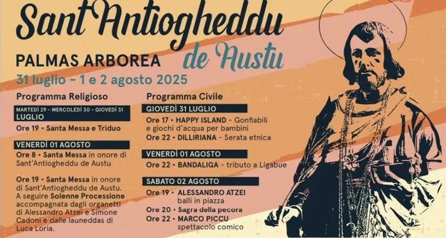 Palmas Arborea celebra “Sant'Antiogheddu de Austu” dal 29 luglio al 2 agosto