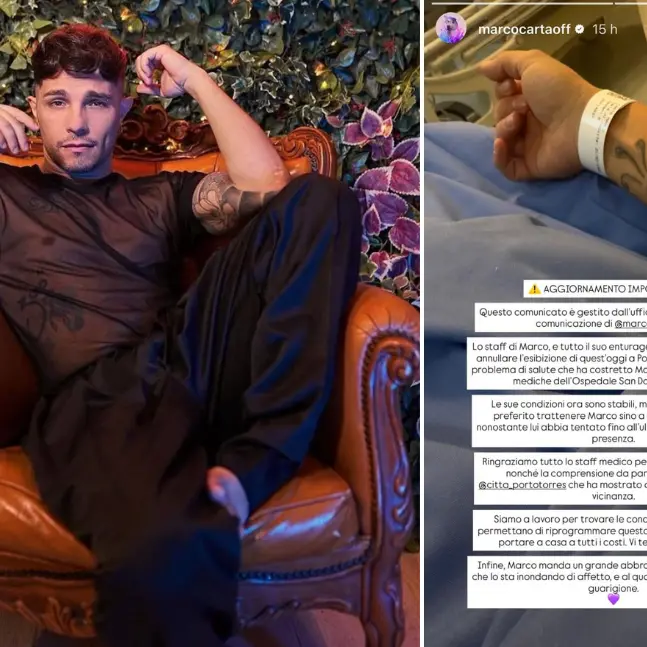 Paura per Marco Carta, ricoverato d’urgenza in ospedale