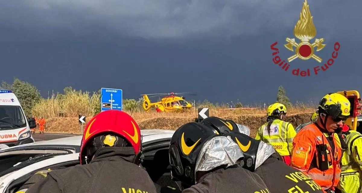 Scontro frontale sulla SS 128 a Senorbì, tre feriti gravi