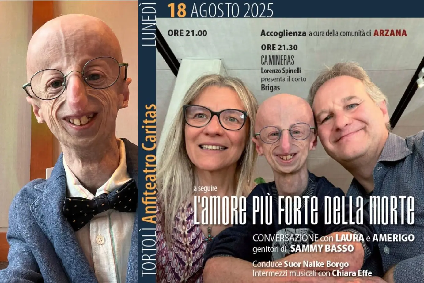 A Tortolì, una serata dedicata a Sammy Basso, con i suoi genitori che raccontano la sua vita
