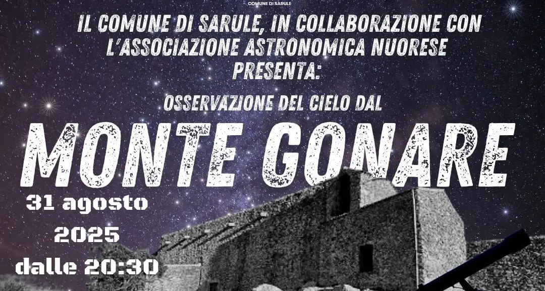Sarule. A Monte Gonare una serata sotto le stelle: appuntamento il 31 agosto