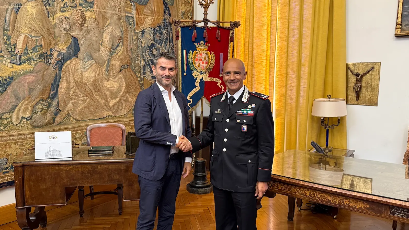 A Palazzo Bacaredda il generale Francesco Rizzo, nuovo comandante della Legione Carabinieri Sardegna