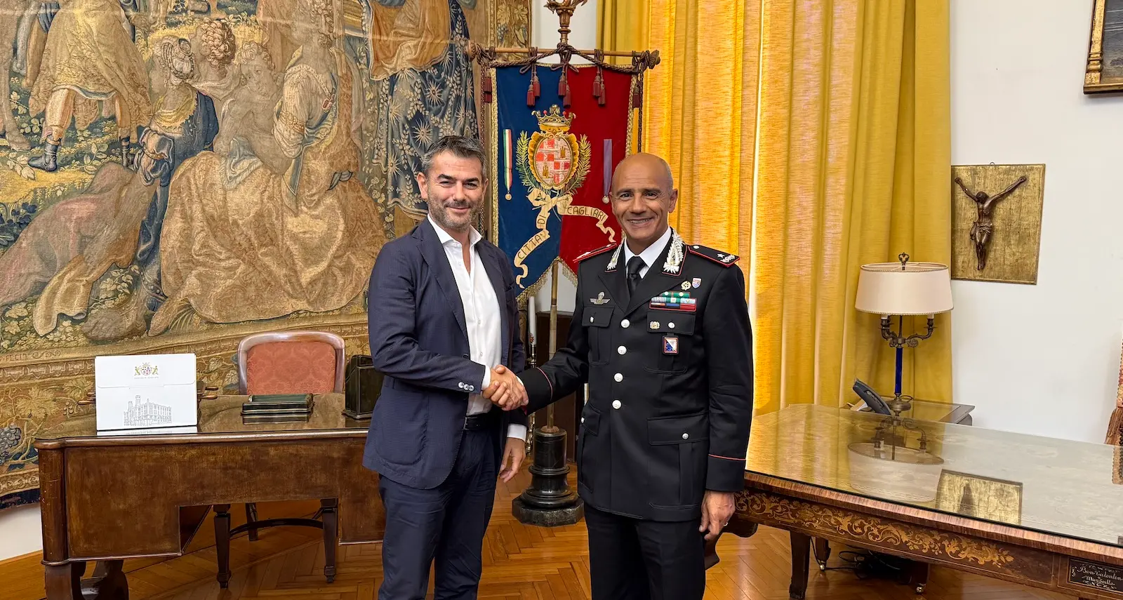 A Palazzo Bacaredda il generale Francesco Rizzo, nuovo comandante della Legione Carabinieri Sardegna