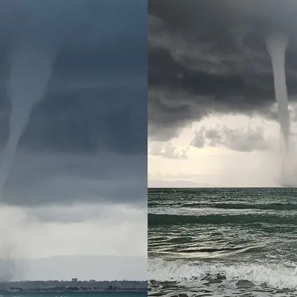 Cagliari, occhi puntati al cielo: spettacolare tromba marina preannuncia le perturbazioni