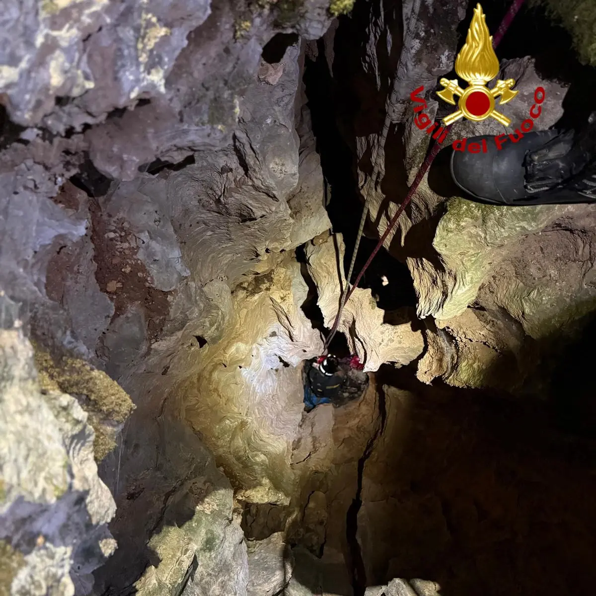 Cane da caccia salvato dai Vigili del fuoco dopo caduta in una voragine a Urzulei