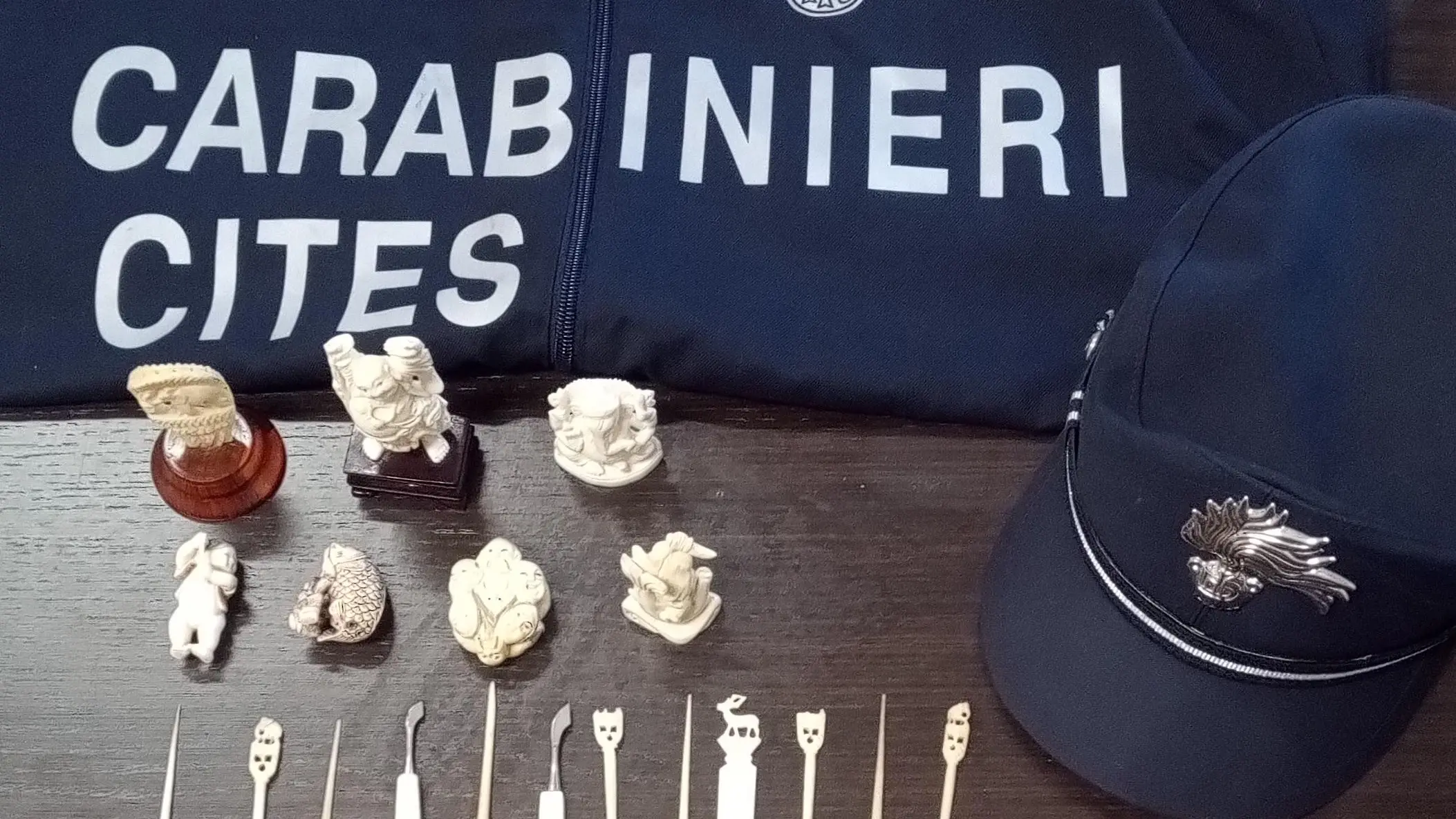 Avorio in vendita senza permessi: sequestrati 34 oggetti, denunciata una donna a Muravera