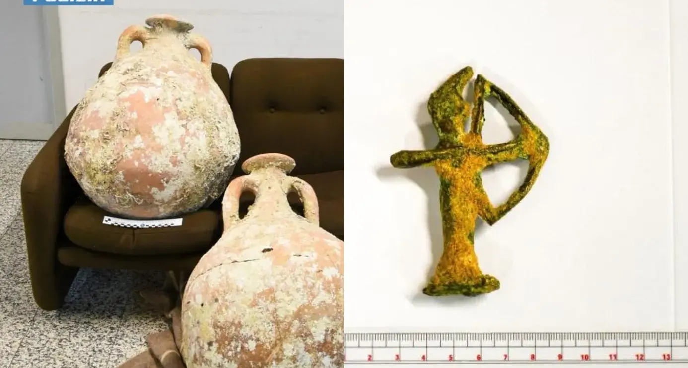 Oristano. Operazione antidroga, ma in casa spuntano anfore e bronzetto nuragico