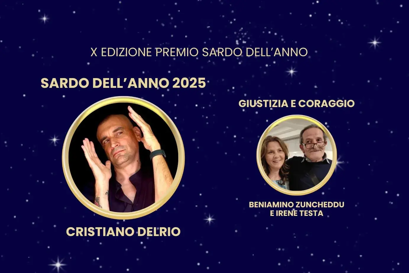 Delrio vince il Premio Sardo dell’Anno 2025. A Zuncheddu e Testa il Premio Esemplare di Giustizia e Coraggio