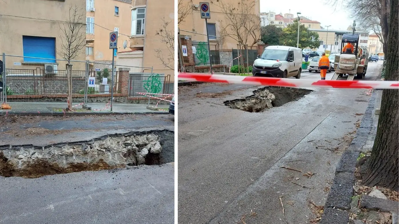 Sassari. Voragine in viale San Francesco: traffico deviato
