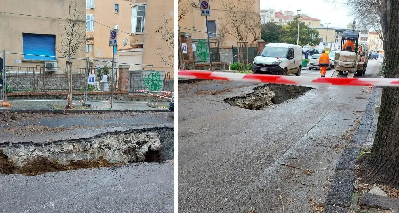 Sassari. Voragine in viale San Francesco: traffico deviato