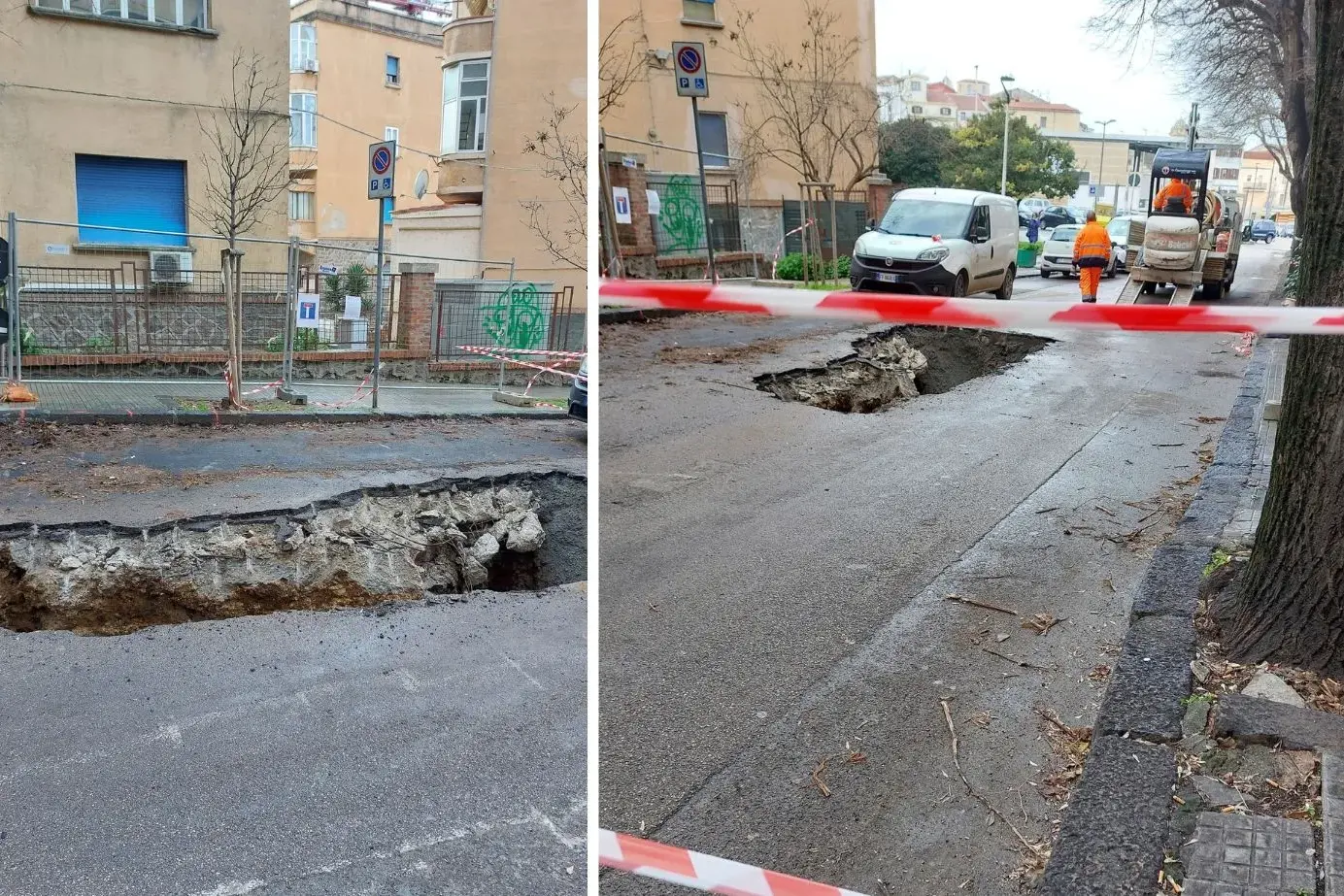 Sassari. Voragine in viale San Francesco: traffico deviato