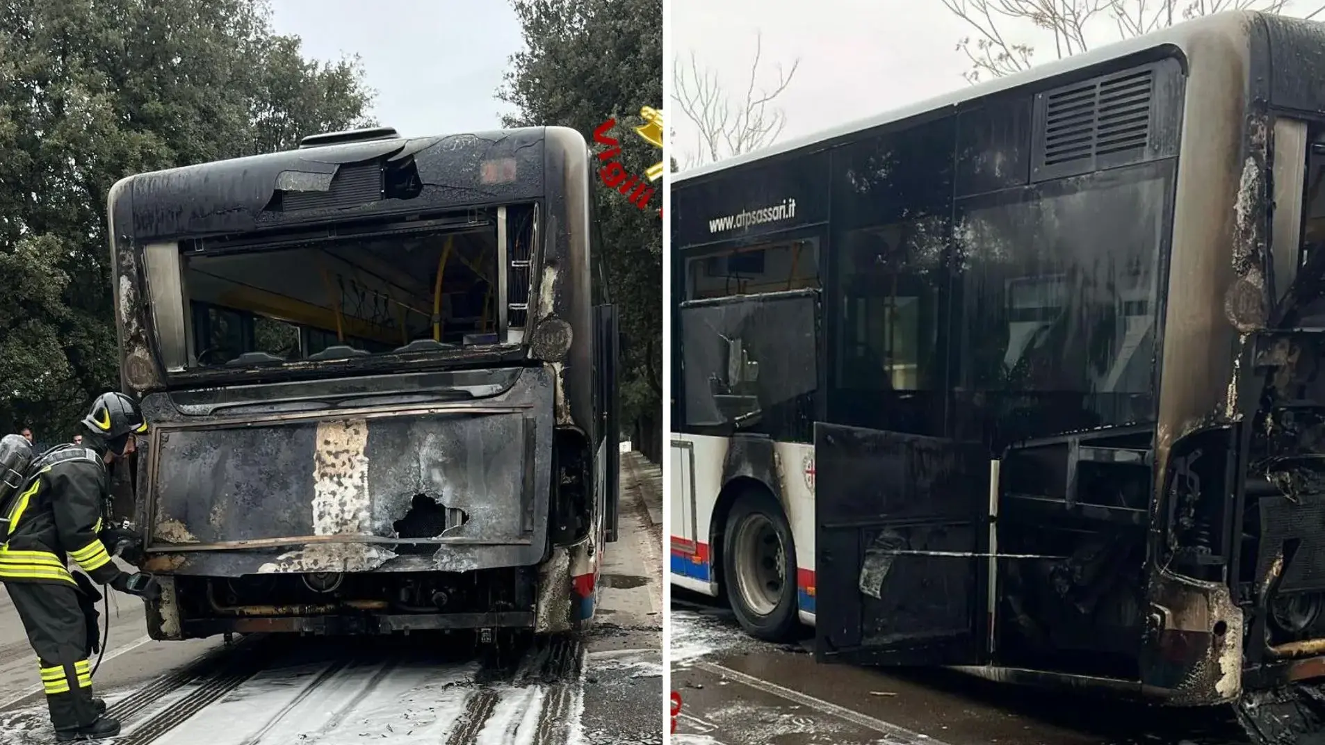 Autobus prende fuoco in corsa: momenti di tensione a Sassari