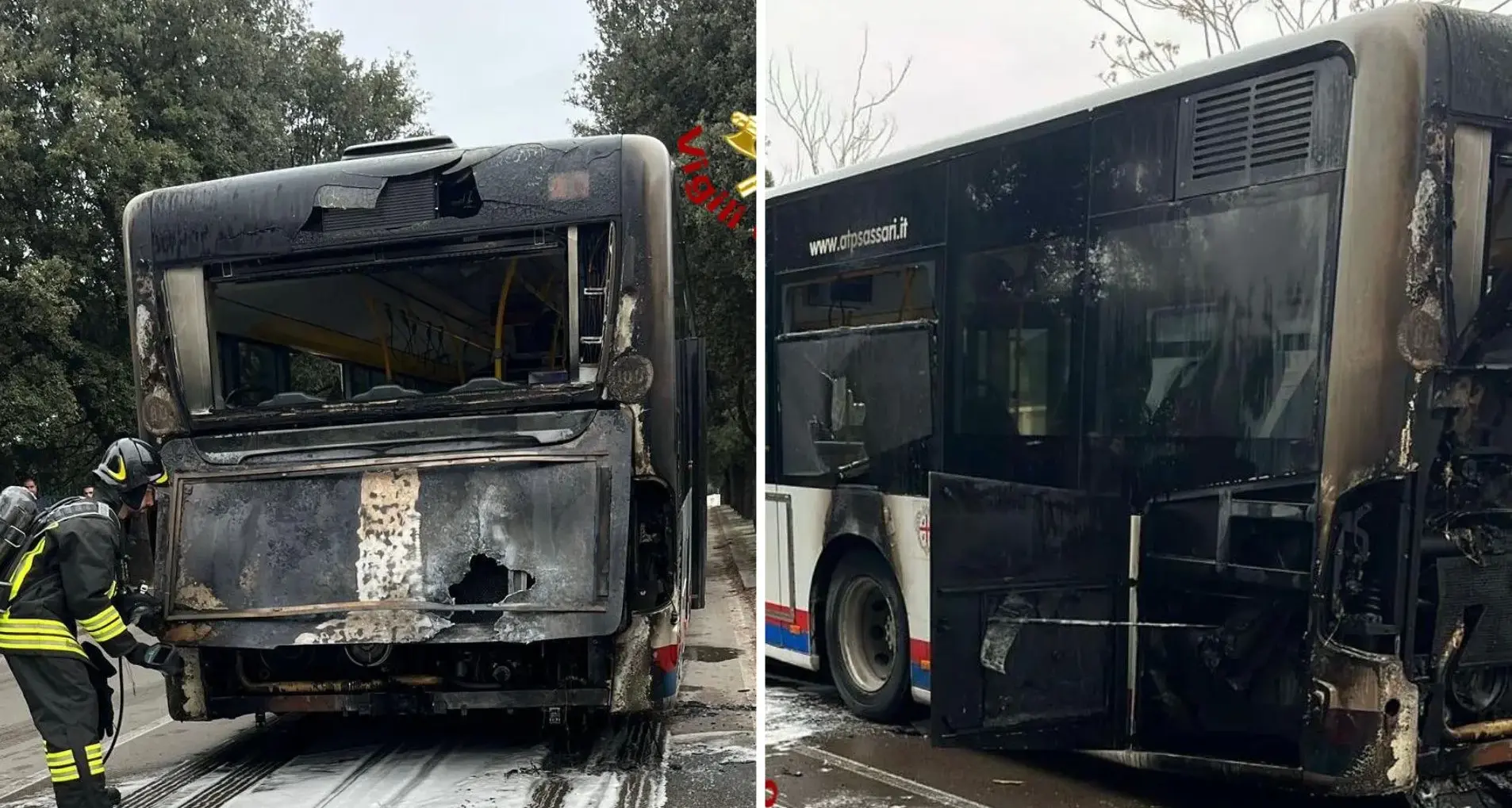Autobus prende fuoco in corsa: momenti di tensione a Sassari
