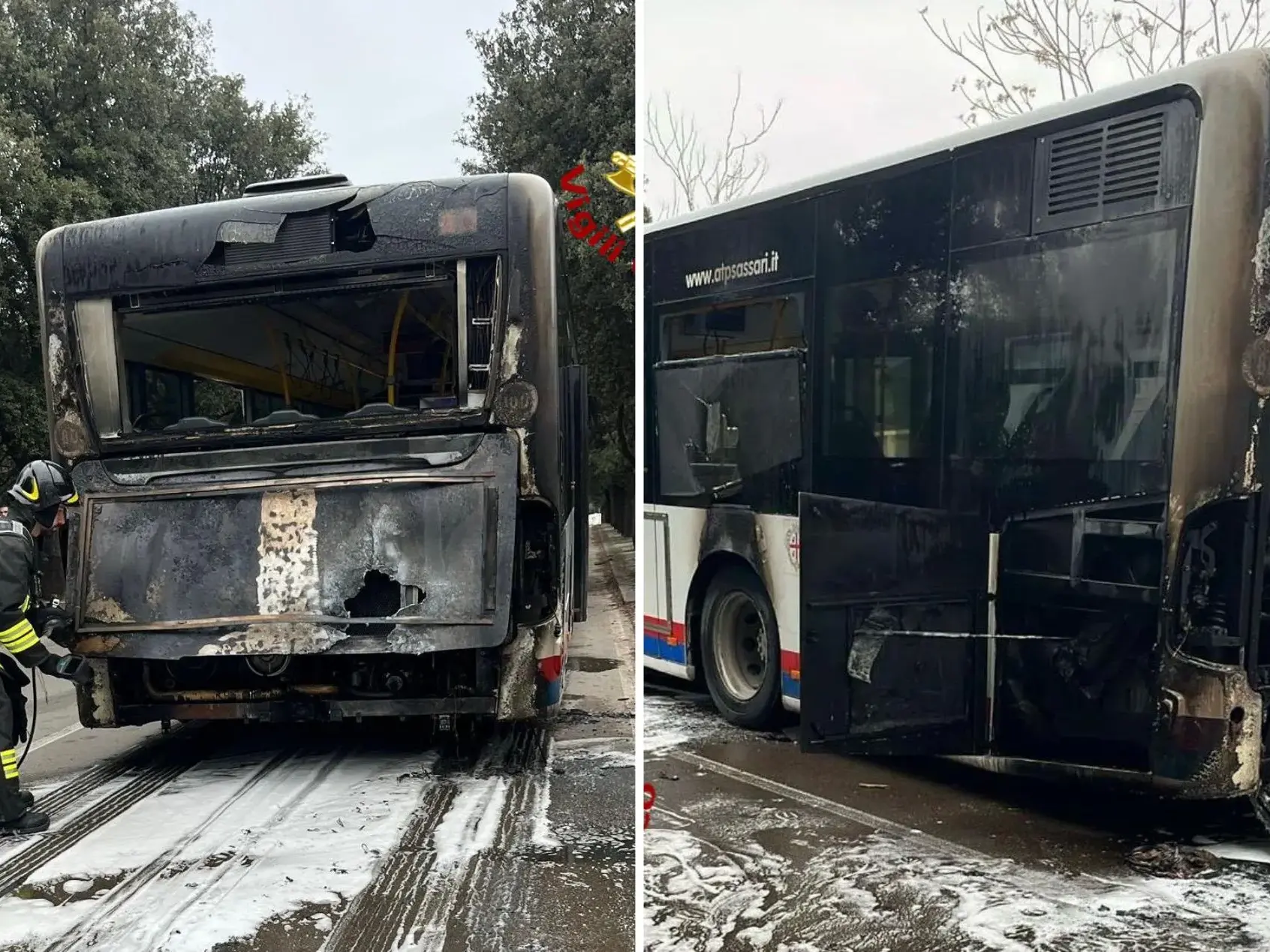 Autobus prende fuoco in corsa: momenti di tensione a Sassari