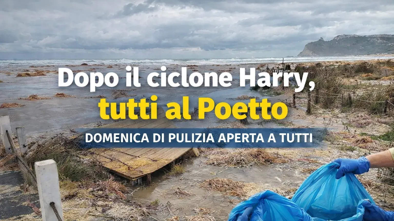 Dopo il ciclone Harry, domenica di pulizia al Poetto: l’invito è aperto a tutti