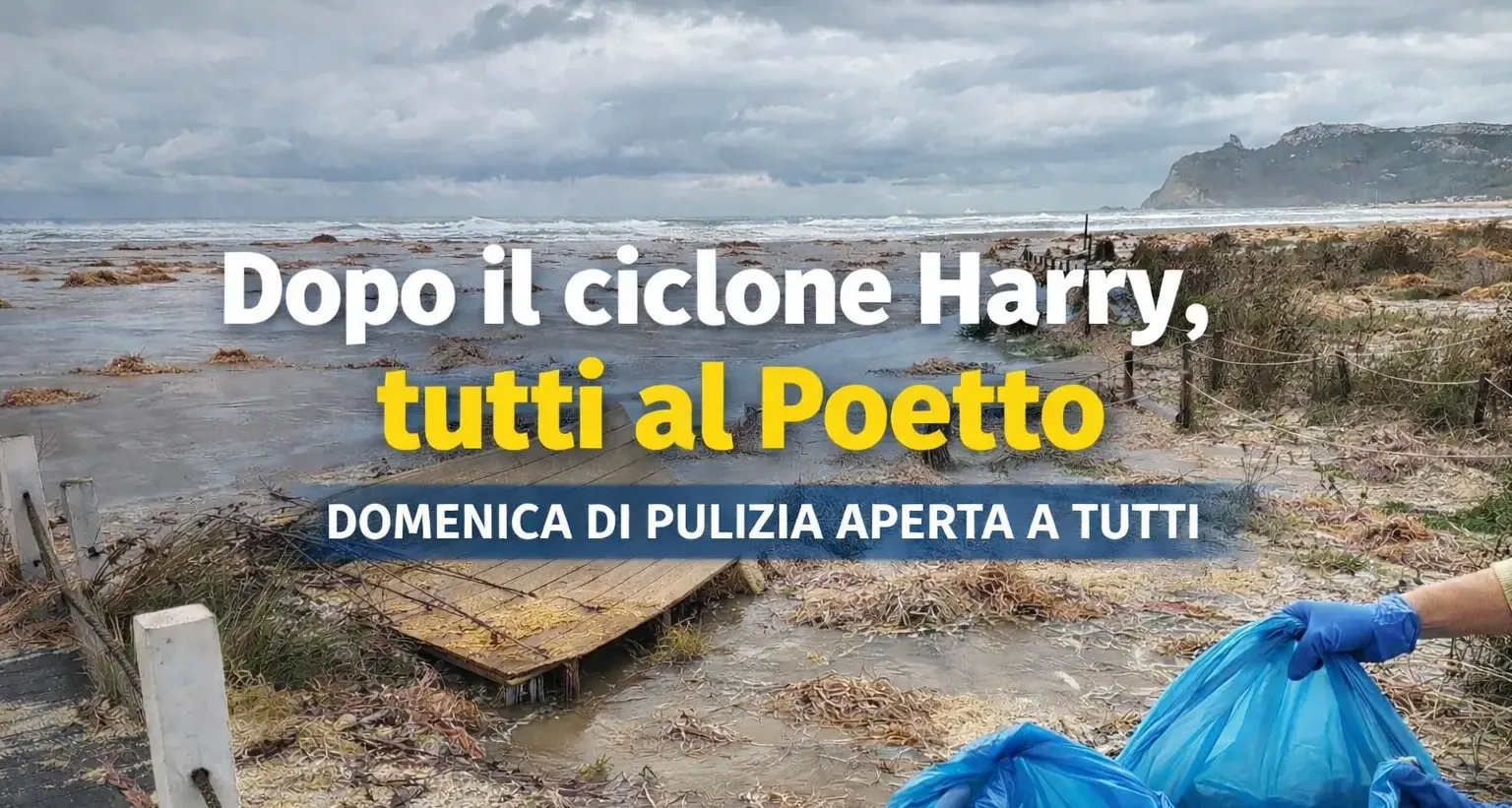 Dopo il ciclone Harry, domenica di pulizia al Poetto: l’invito è aperto a tutti
