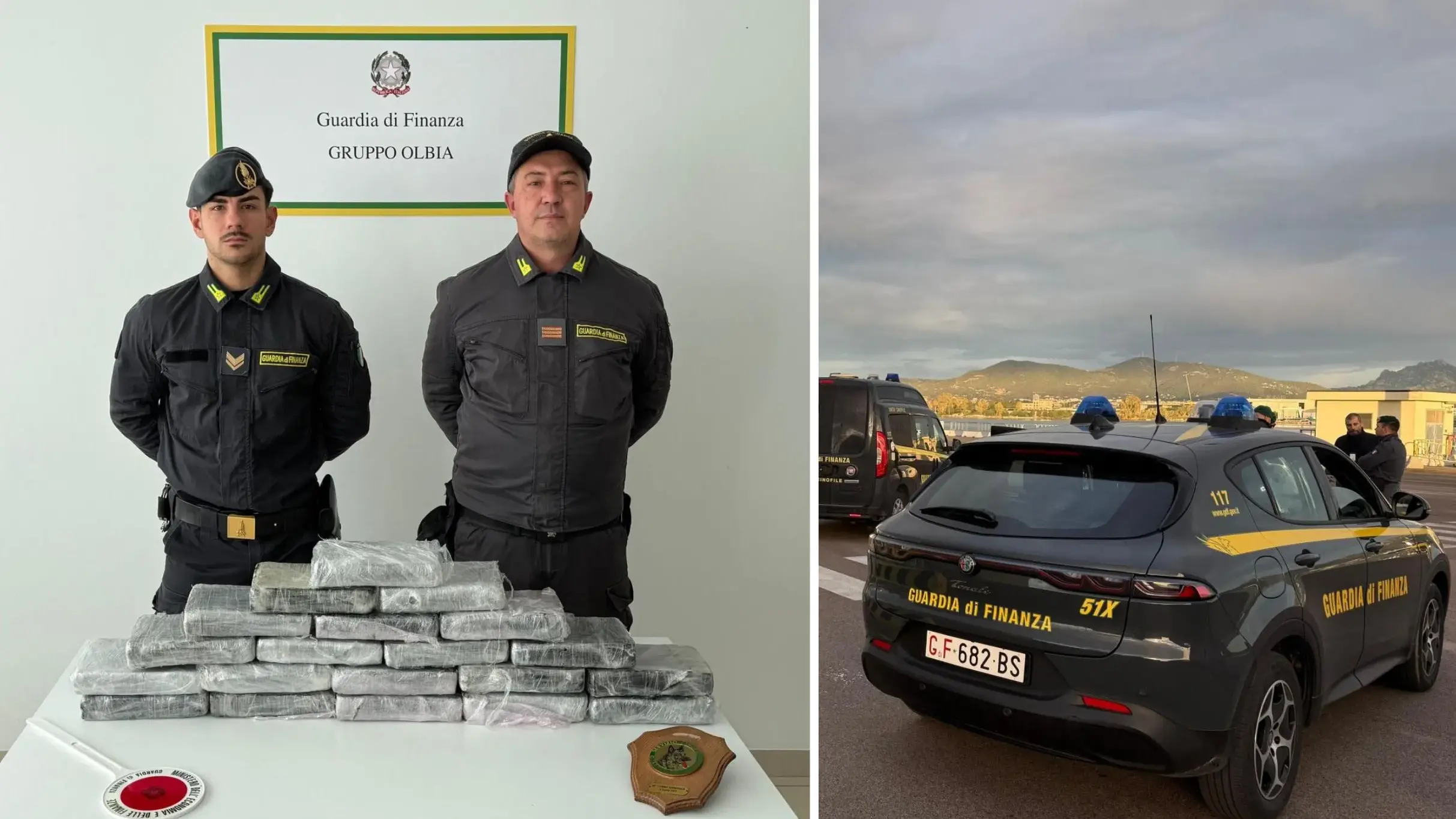 Sbarca a Olbia con 23 kg di cocaina: in auto 20 panetti, arrestato trafficante