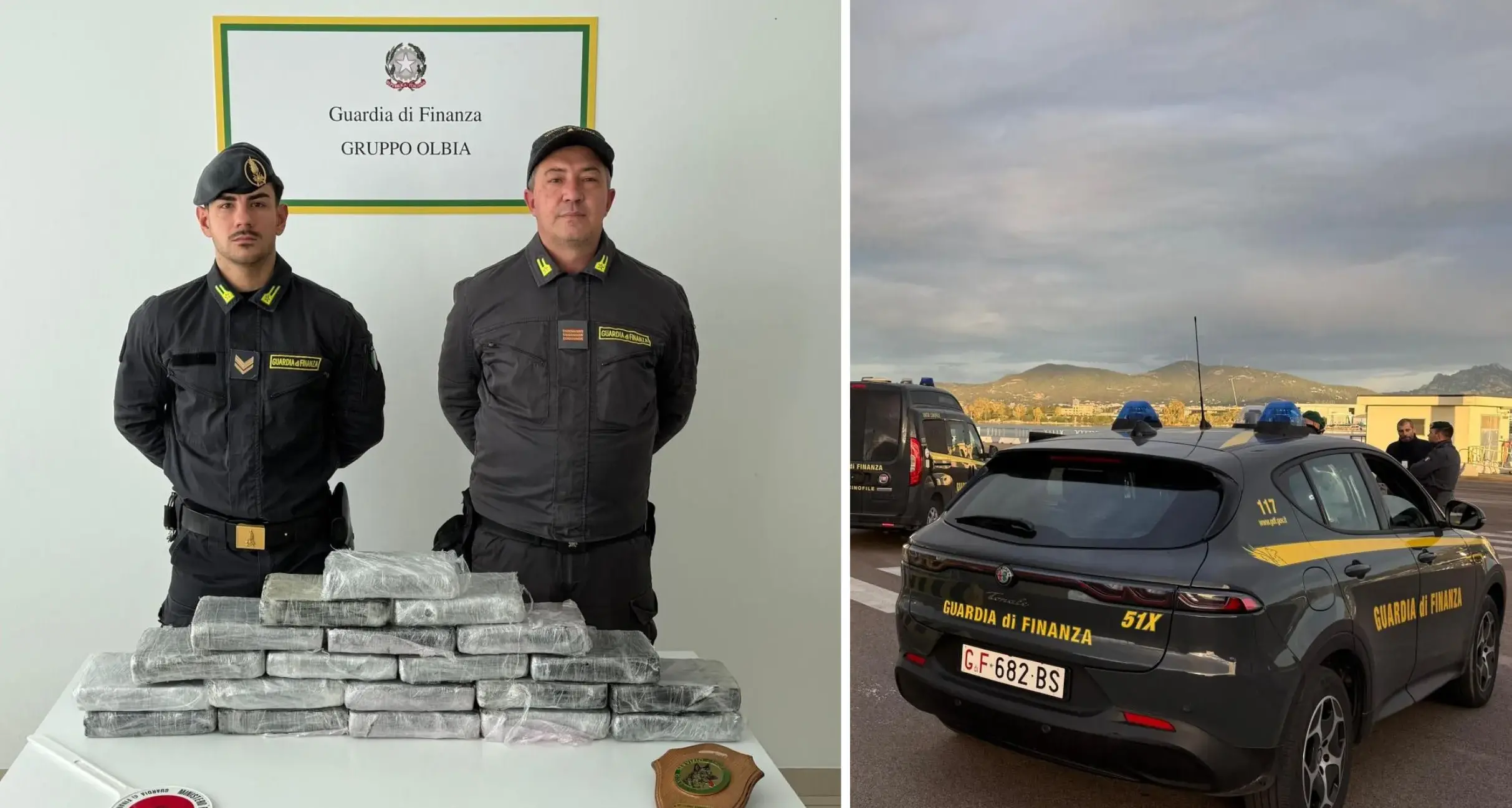 Sbarca a Olbia con 23 kg di cocaina: in auto 20 panetti, arrestato trafficante