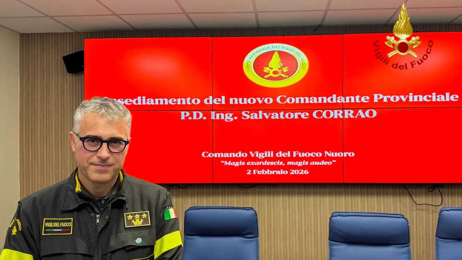 Cambio al vertice dei Vigili del fuoco di Nuoro: Salvatore Corrao è il nuovo comandante provinciale