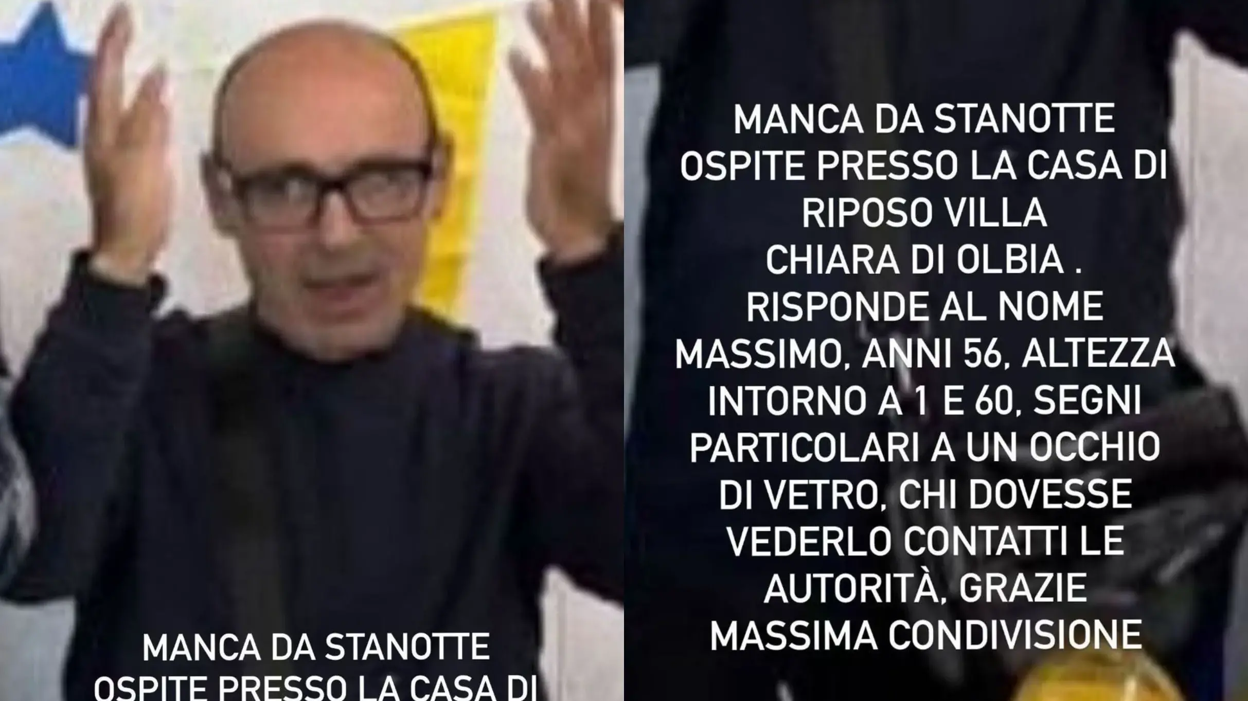 Olbia. Scomparso dalla casa di riposo Villa Chiara: appello per Massimo Canu