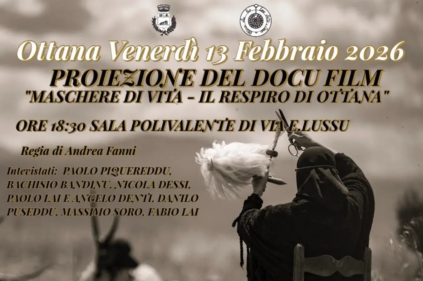 \"Maschere di Vita\": venerdì 13 febbraio la proiezione del docu-film che racconta l'anima di Ottana