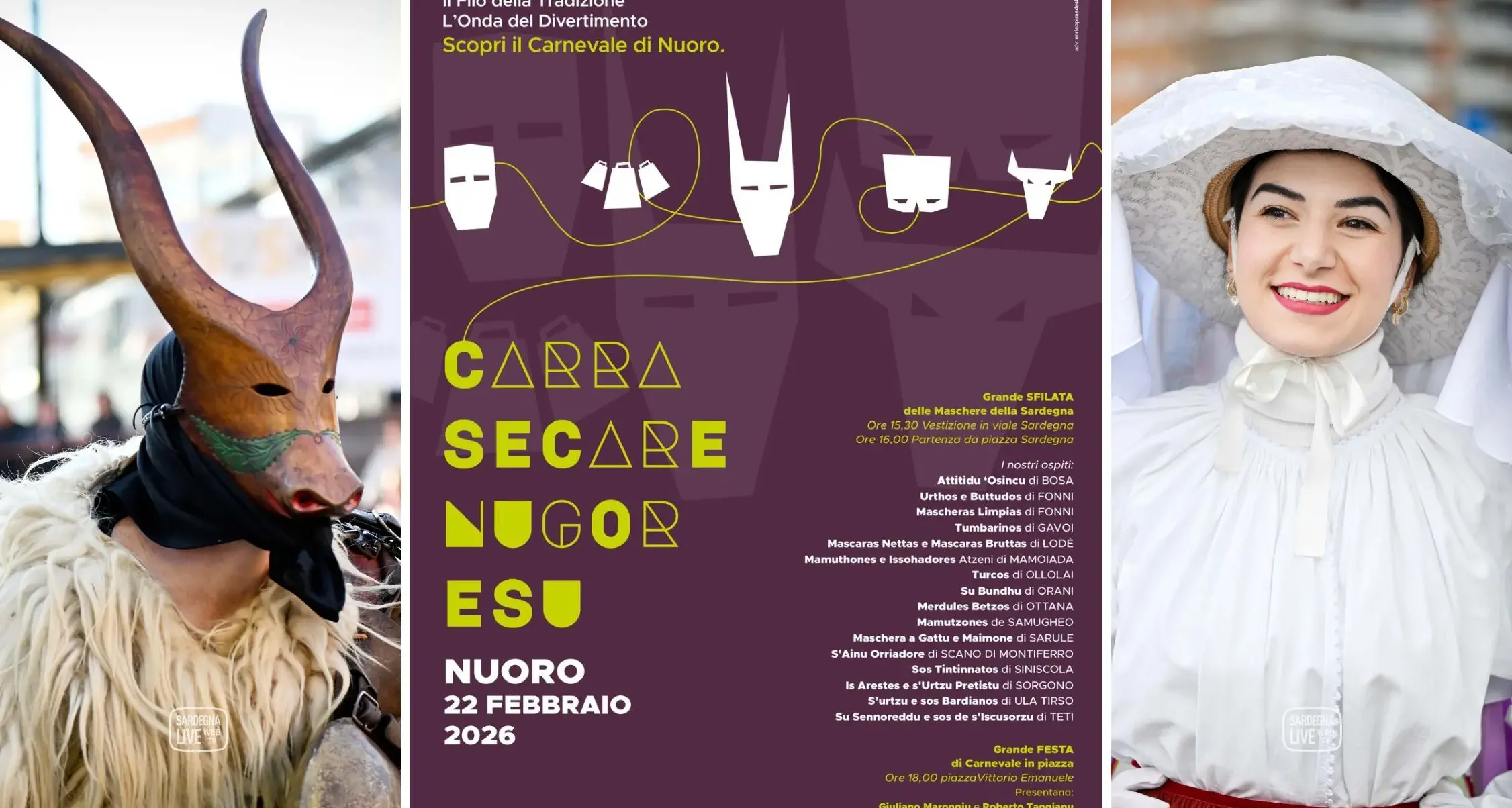 Nuoro. Il 22 febbraio torna Su Carrasecare Nugoresu: la grande sfilata delle maschere