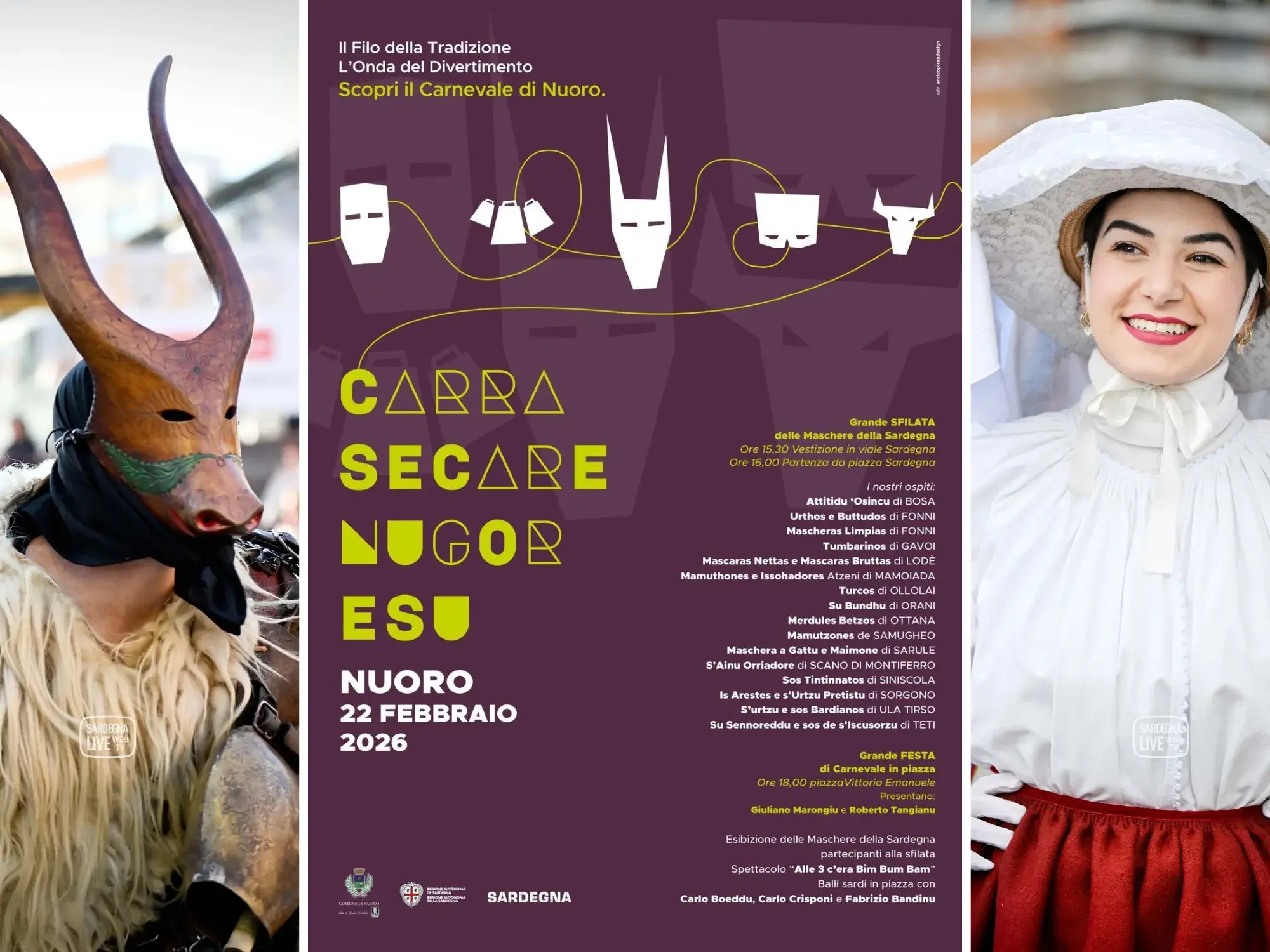 Nuoro. Il 22 febbraio torna Su Carrasecare Nugoresu: la grande sfilata delle maschere