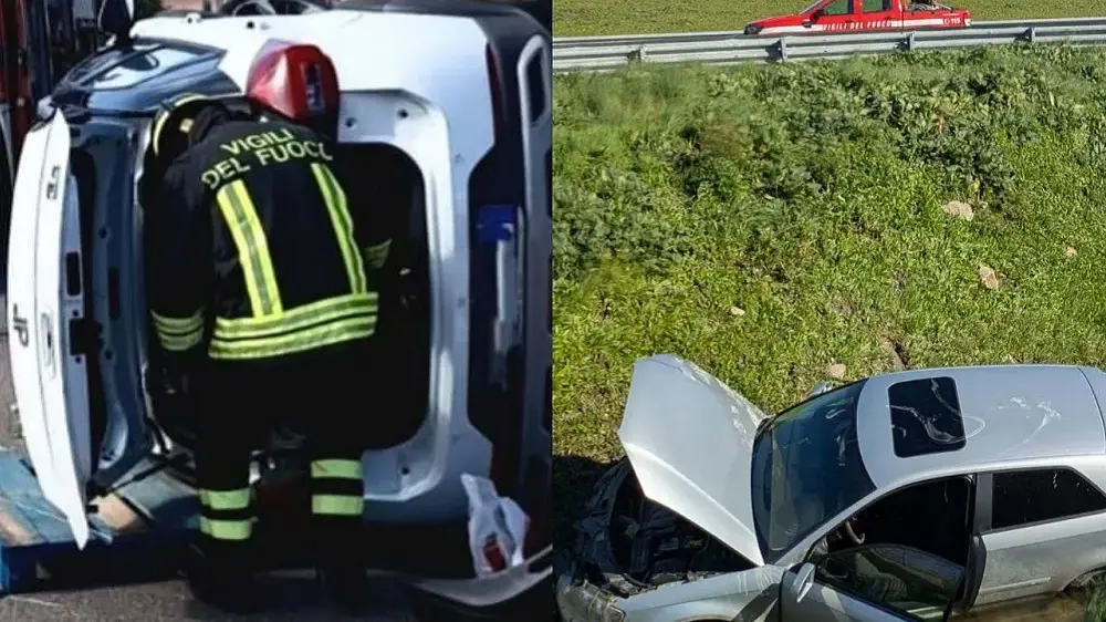 Incidenti nel Cagliaritano: auto ribaltata a Uta, fuori strada a Suelli