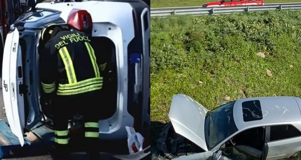 Incidenti nel Cagliaritano: auto ribaltata a Uta, fuori strada a Suelli