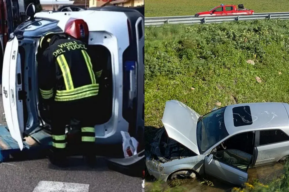 Incidenti nel Cagliaritano: auto ribaltata a Uta, fuori strada a Suelli