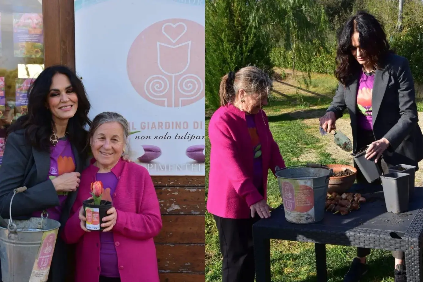 Maria Grazia Cucinotta tra i tulipani de Il Giardino di Lu: un gesto di speranza a Pimentel