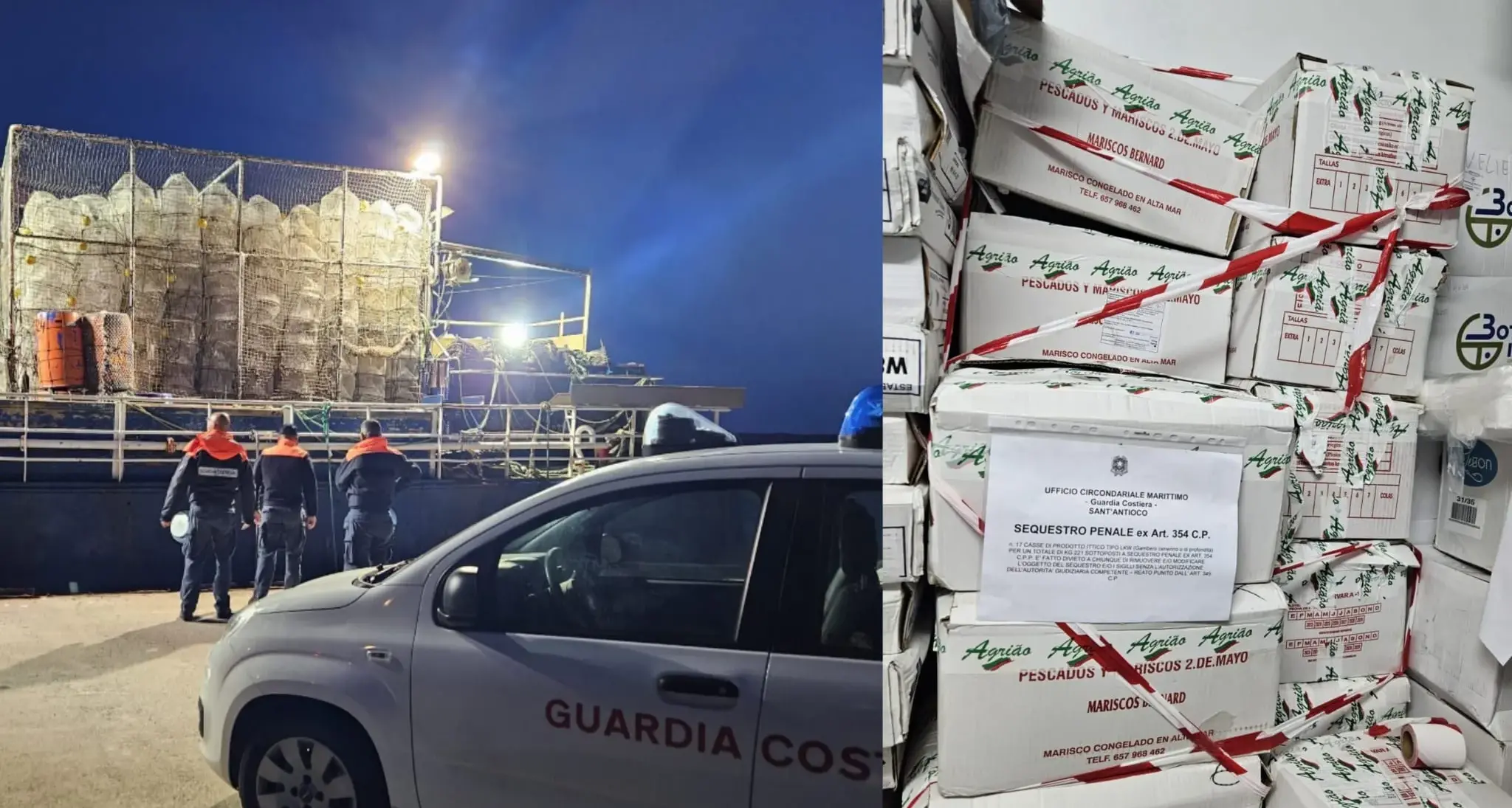 Pesca illegale a sud dell’Isola del Toro: sequestrati 220 kg di gambero gobbetto