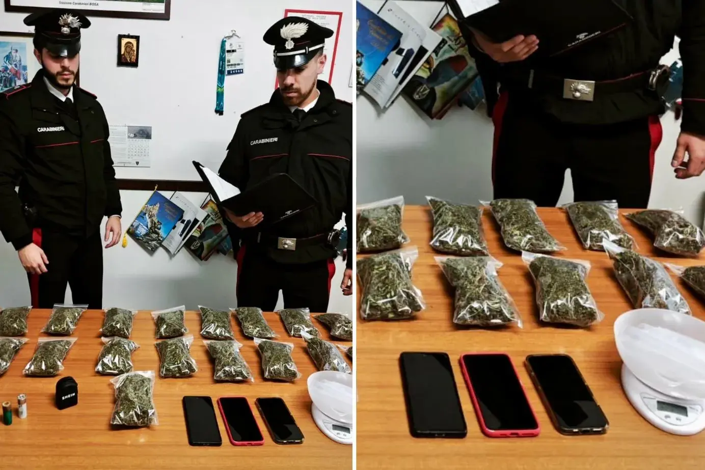 Bosa. Casa circondata dai Carabinieri: tre arresti, sequestrato oltre un chilo di marijuana