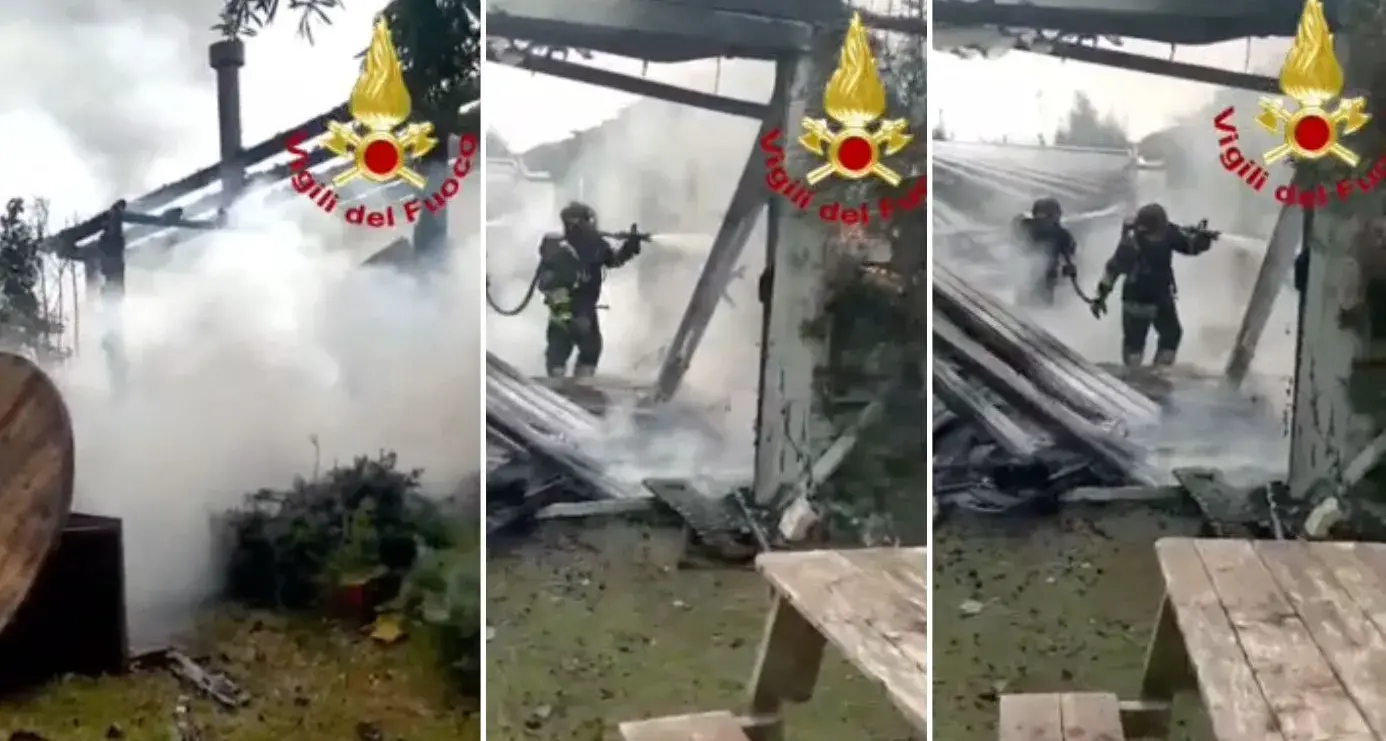 Chiosco-bar in fiamme nei giardini pubblici di Guspini: rischio GPL evitato | VIDEO