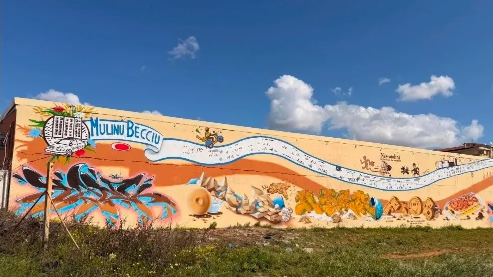 Dal Mulino Bianco ai palazzi di Mulinu Becciu: un murale che racconta il quartiere