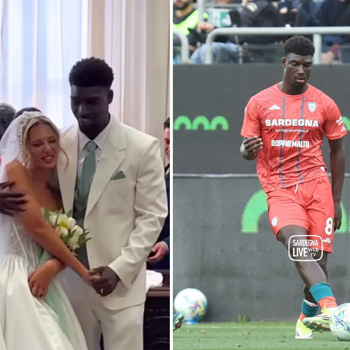 Michel Ndary Adopo sposa la sua Klàra a Cagliari: cerimonia tra amici, parenti e compagni rossoblù