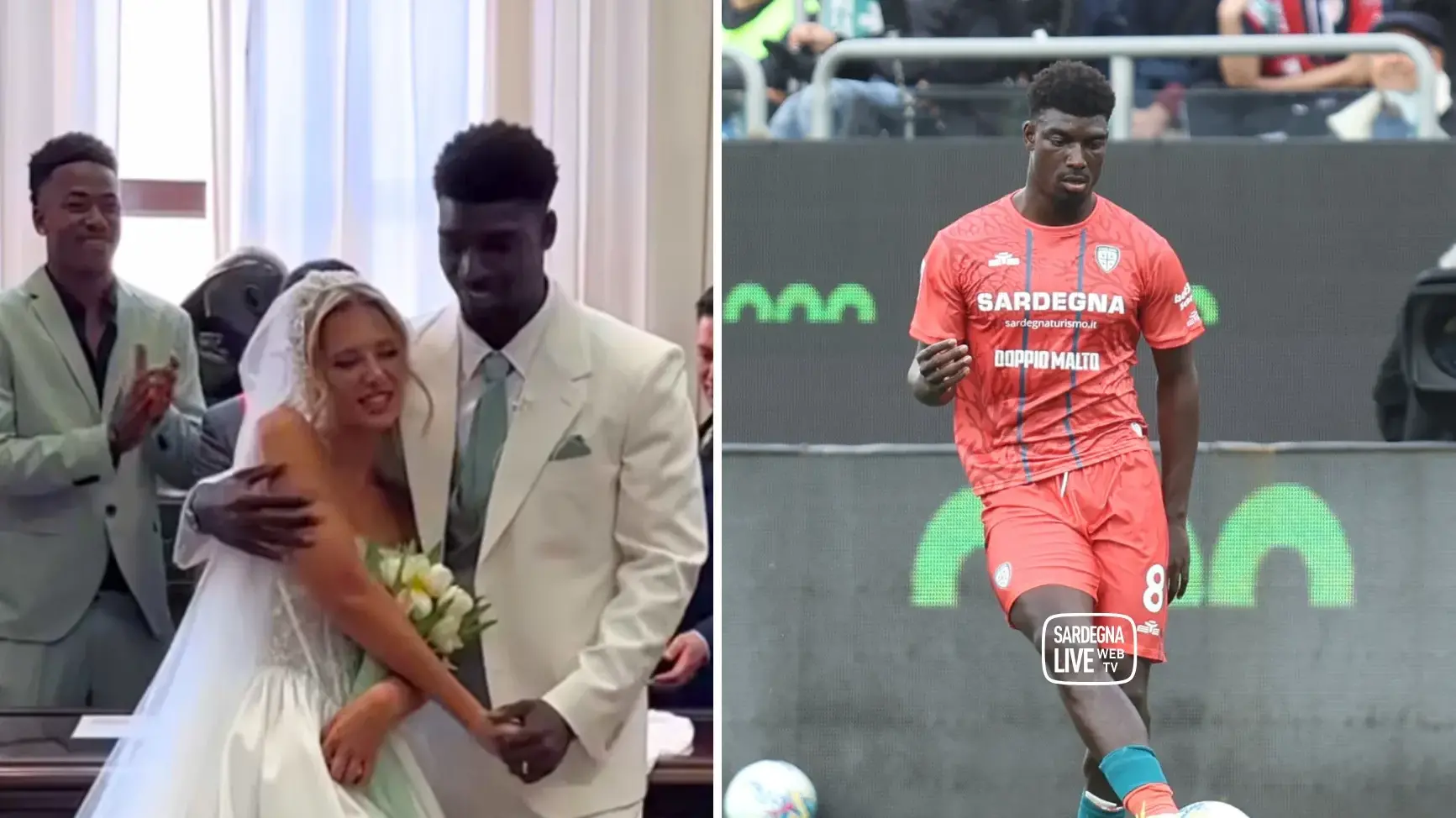 Michel Ndary Adopo sposa la sua Klàra a Cagliari: cerimonia tra amici, parenti e compagni rossoblù