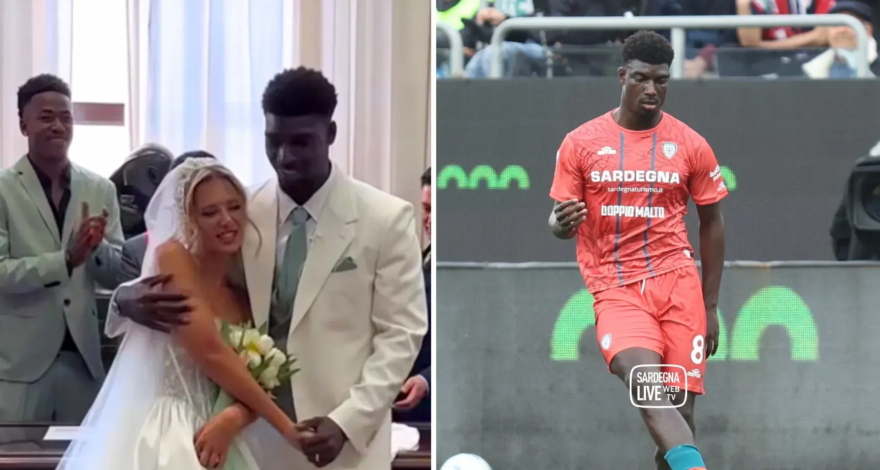 Michel Ndary Adopo sposa la sua Klàra a Cagliari: cerimonia tra amici, parenti e compagni rossoblù
