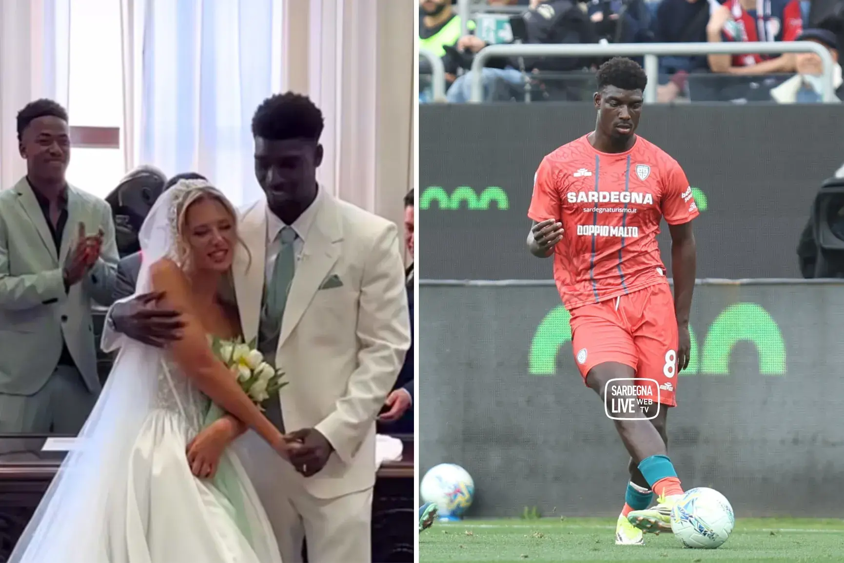 Michel Ndary Adopo sposa la sua Klàra a Cagliari: cerimonia tra amici, parenti e compagni rossoblù