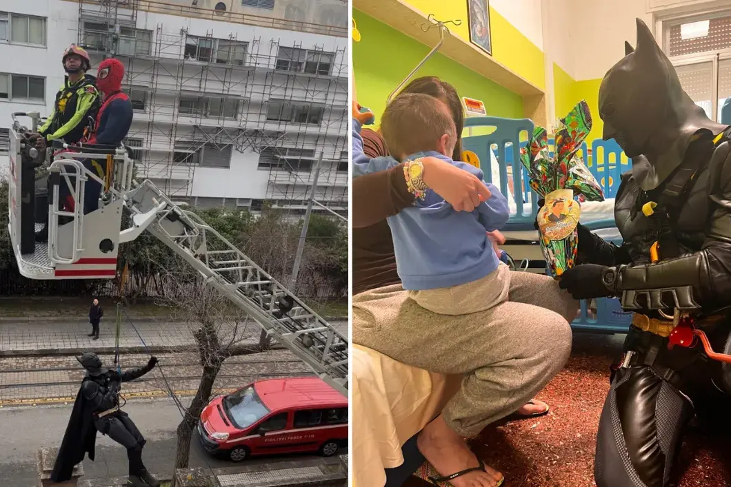 Supereroi dal tetto per donare un sorriso ai piccoli pazienti dell'ospedale di Sassari